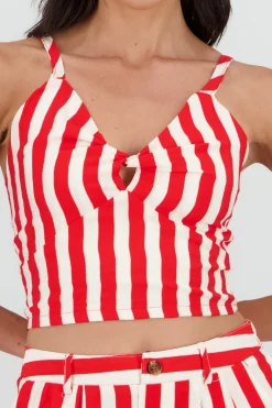 Shasa V Neck Striped Top