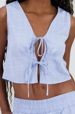 Shasa V Neck Vest with Bow Details