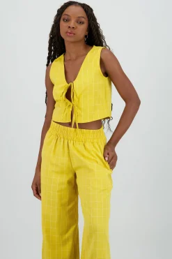 Shasa V Neck Vest with Bow Details