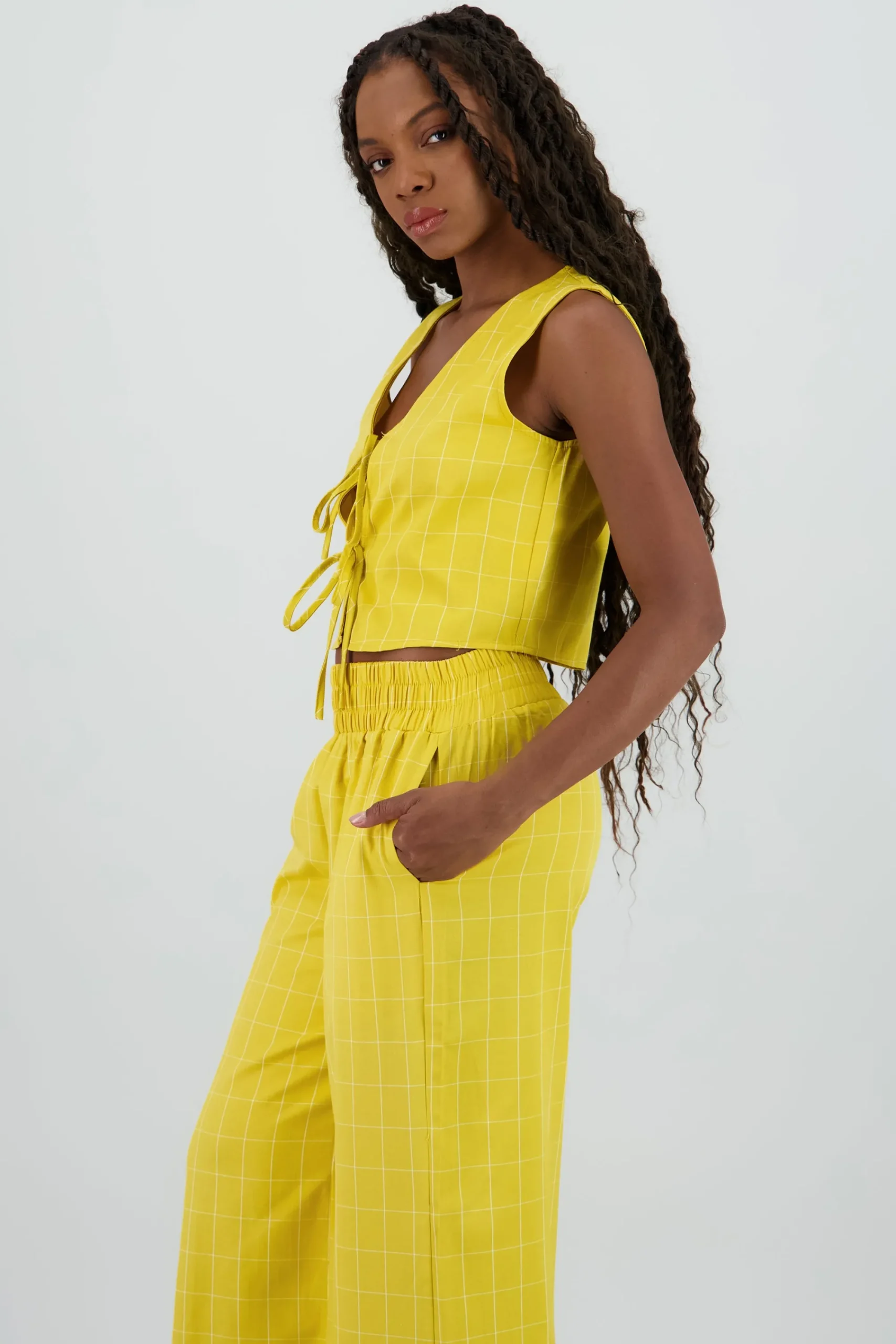Shasa V Neck Vest with Bow Details
