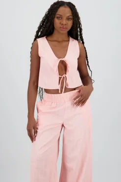 Shasa V Neck Vest with Bow Details