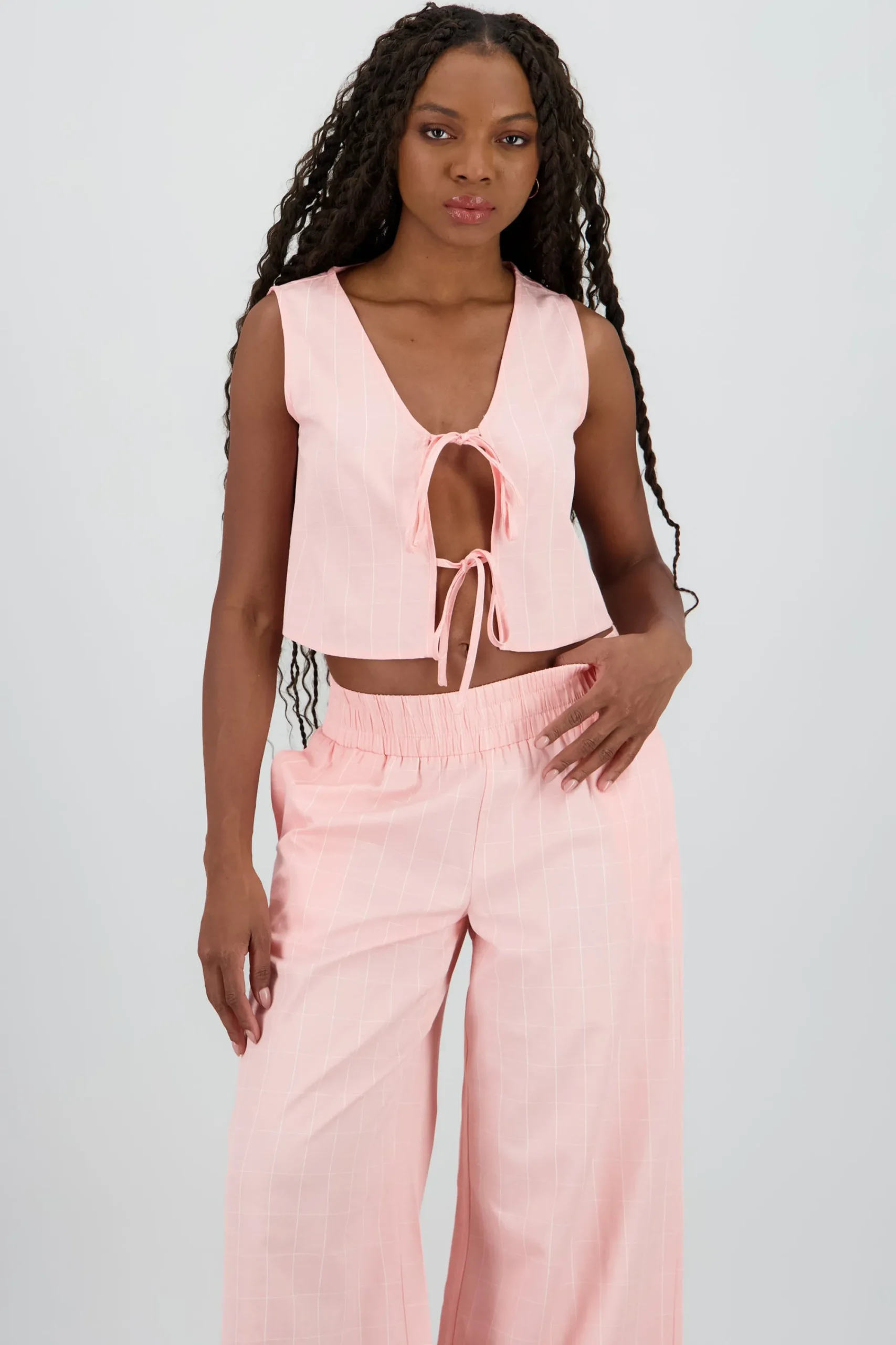 Shasa V Neck Vest with Bow Details