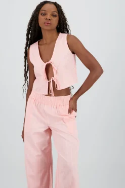 Shasa V Neck Vest with Bow Details