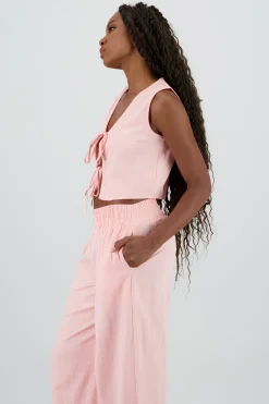 Shasa V Neck Vest with Bow Details