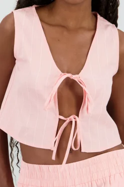 Shasa V Neck Vest with Bow Details