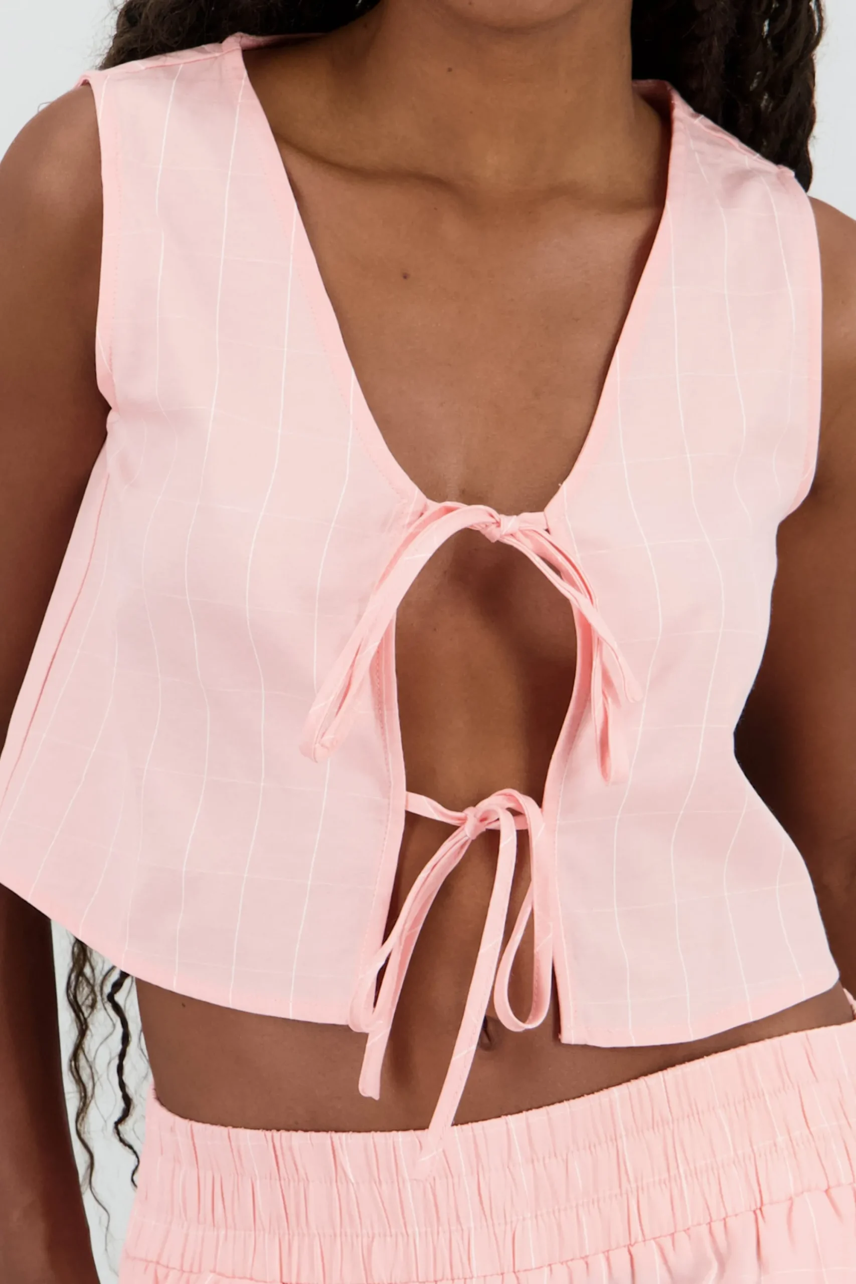 Shasa V Neck Vest with Bow Details