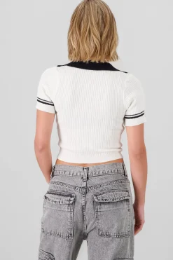Shasa Varsity Polo Neck Top