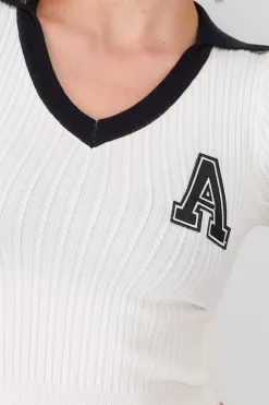 Shasa Varsity Polo Neck Top