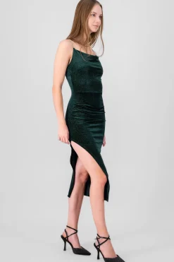 Shasa Velvet midi dress with slit