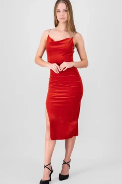 Shasa Velvet midi dress with slit