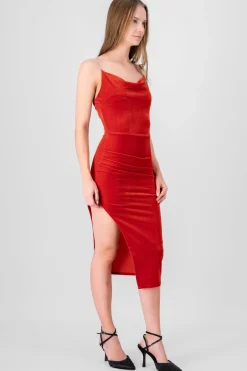 Shasa Velvet midi dress with slit