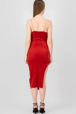 Shasa Velvet midi dress with slit