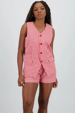 Shasa Vest with Pockets and Button Detail