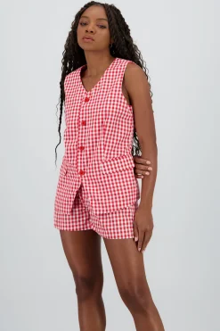 Shasa Vest with Pockets and Button Detail