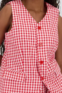 Shasa Vest with Pockets and Button Detail