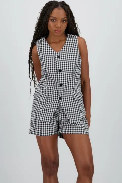 Shasa Vest with Pockets and Button Detail