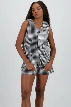 Shasa Vest with Pockets and Button Detail