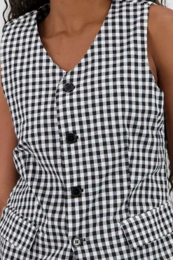 Shasa Vest with Pockets and Button Detail