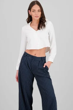 Shasa VNeck Long Sleeve ButtonUp Blouse