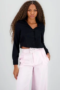 Shasa VNeck Long Sleeve ButtonUp Blouse