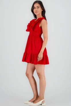 Shasa V-Neck Ruffle Mini Dress
