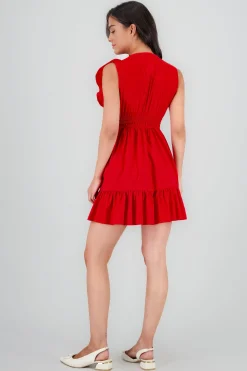 Shasa V-Neck Ruffle Mini Dress