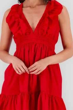 Shasa V-Neck Ruffle Mini Dress