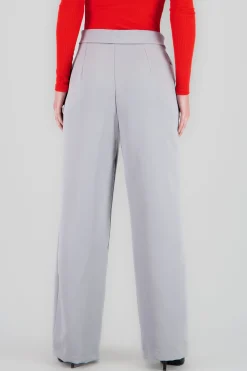 Shasa Waistband Detail Straight Solid Pants