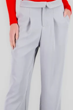 Shasa Waistband Detail Straight Solid Pants