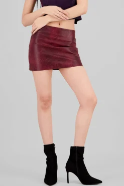 Shasa Washed Effect Faux Leather Skirt