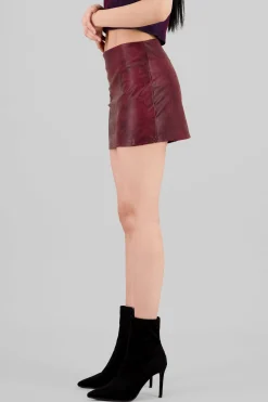 Shasa Washed Effect Faux Leather Skirt