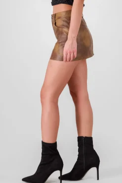 Shasa Washed Faux Leather Mini Skirt