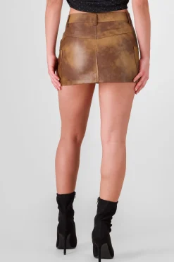 Shasa Washed Faux Leather Mini Skirt