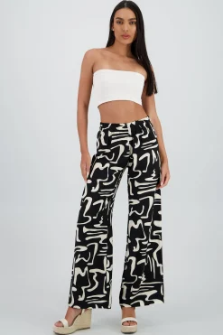 Shasa Wide Leg Abstract Print Pants
