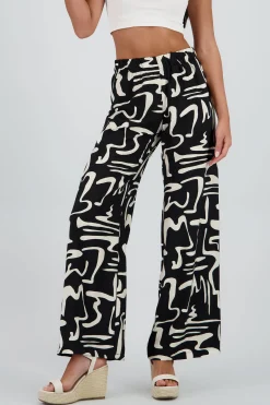 Shasa Wide Leg Abstract Print Pants