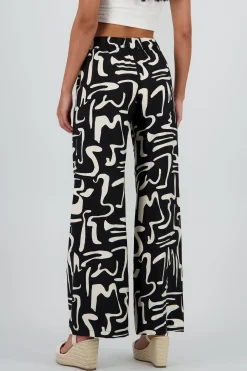 Shasa Wide Leg Abstract Print Pants