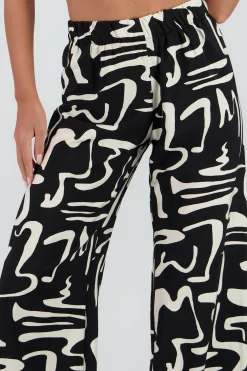 Shasa Wide Leg Abstract Print Pants