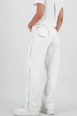 Shasa Wide Leg Denim Pants with Studs