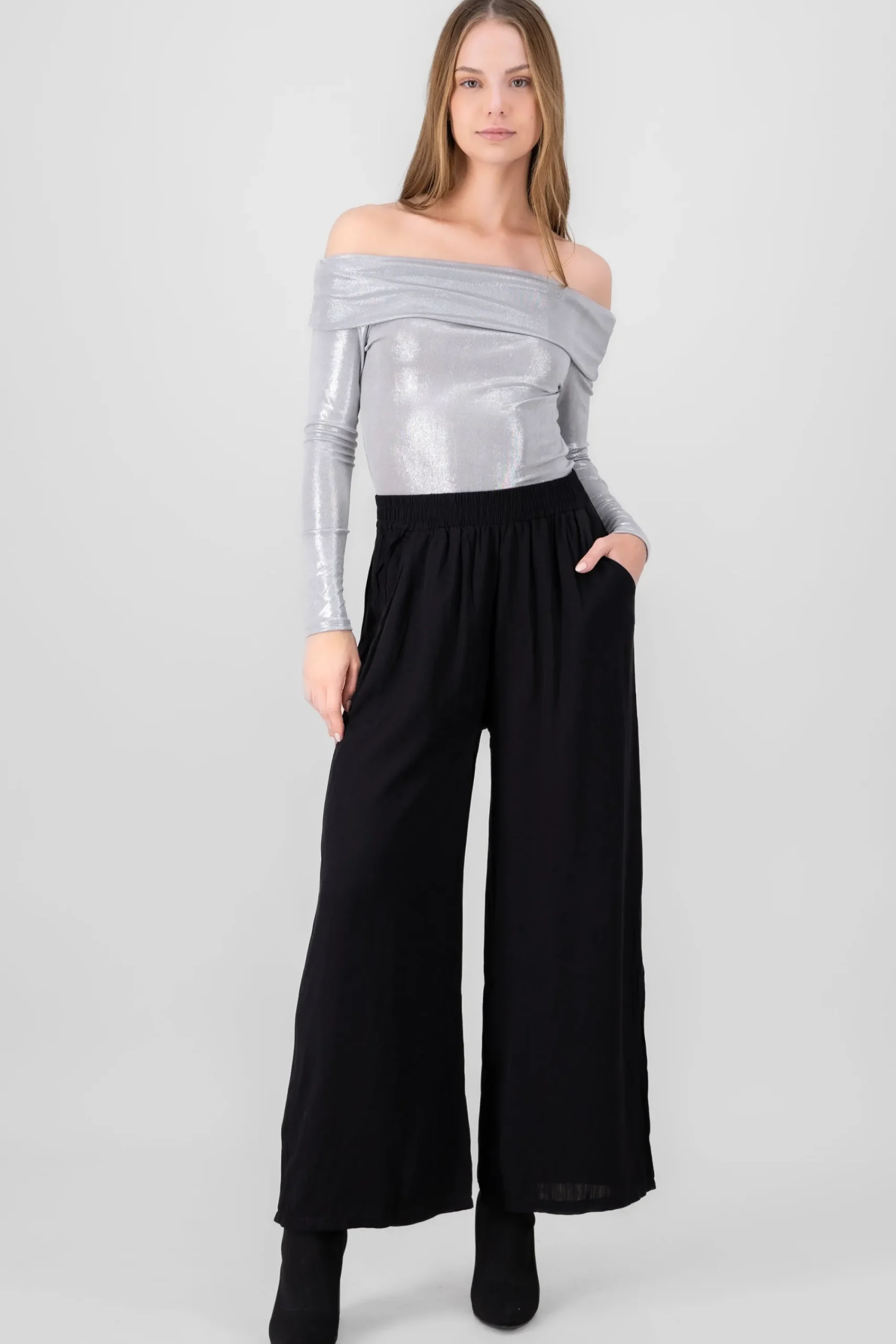Shasa Wide Leg Elastic Waistband Pants