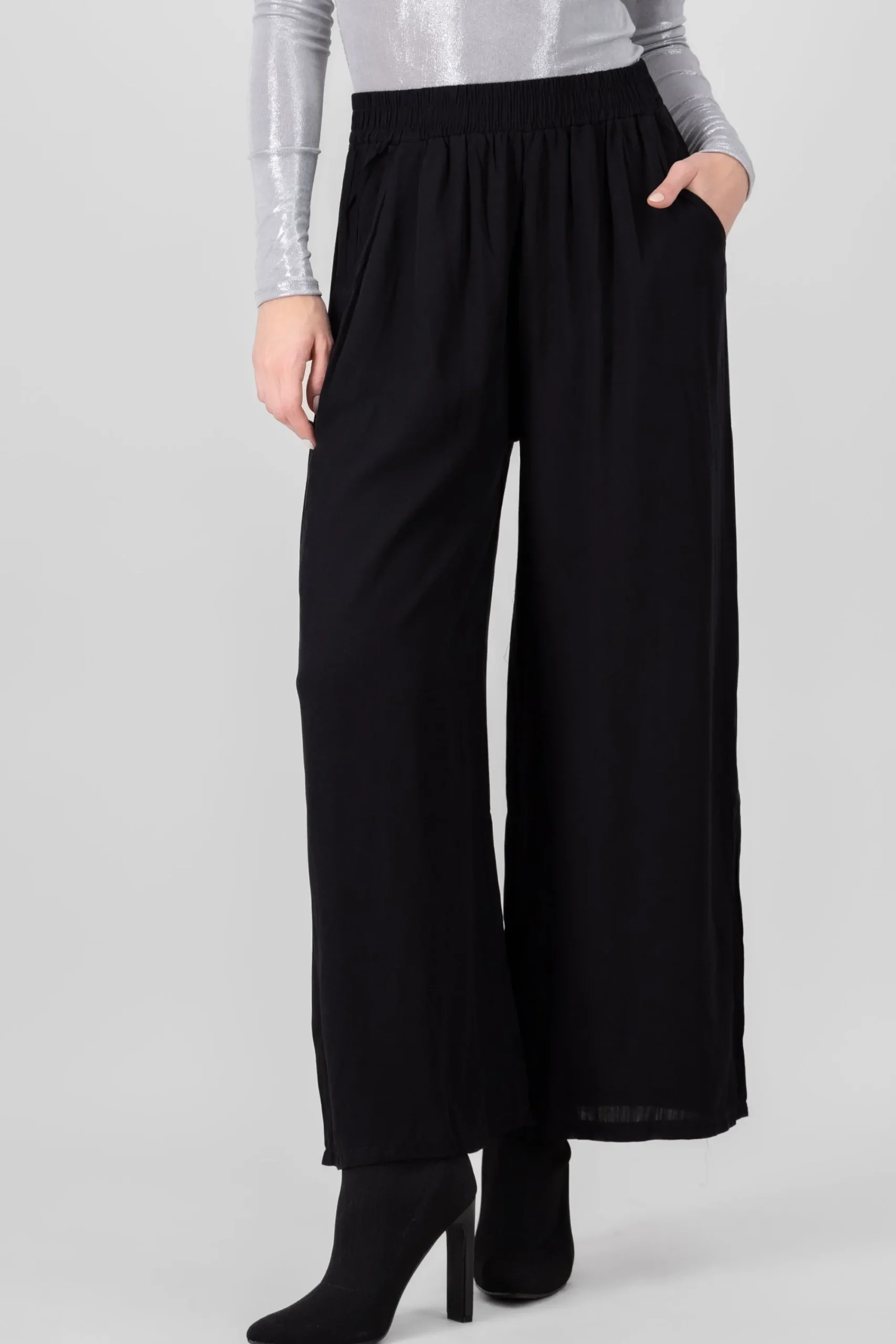 Shasa Wide Leg Elastic Waistband Pants