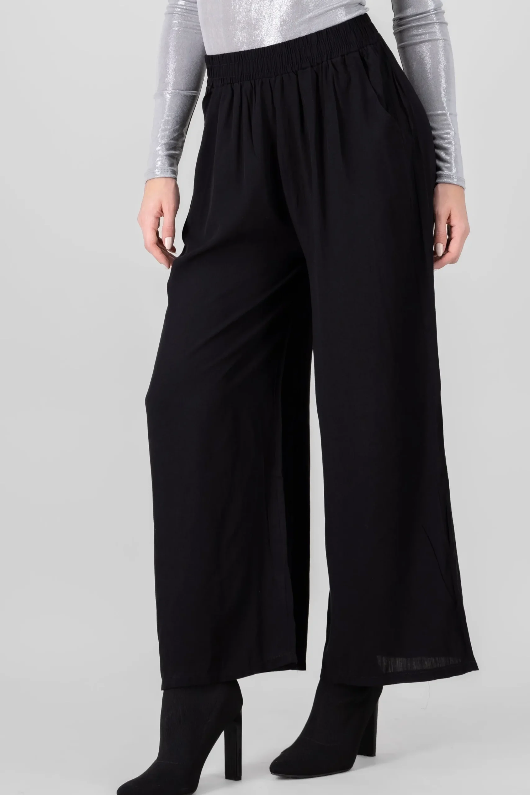 Shasa Wide Leg Elastic Waistband Pants