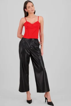 Shasa Wide Leg Faux Leather Pants