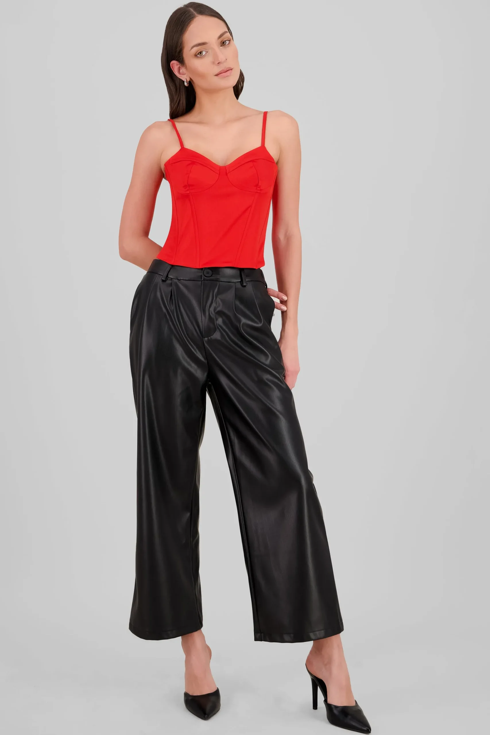 Shasa Wide Leg Faux Leather Pants