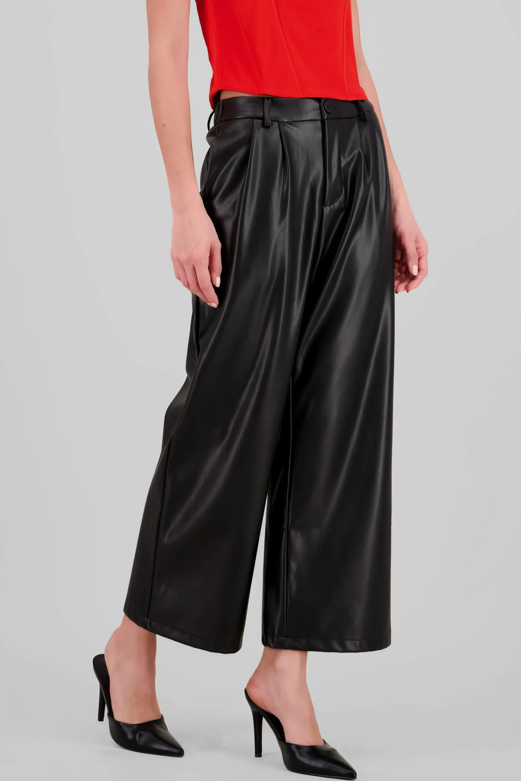 Shasa Wide Leg Faux Leather Pants
