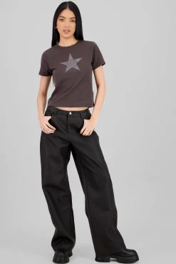 Shasa Wide Leg Faux Leather Pants