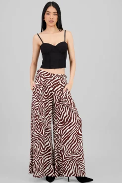 Shasa Wide Leg Fluid Animal Print Pants