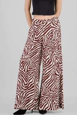 Shasa Wide Leg Fluid Animal Print Pants