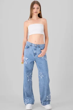 Shasa Wide Leg Jeans With Stars