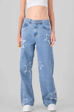 Shasa Wide Leg Jeans With Stars