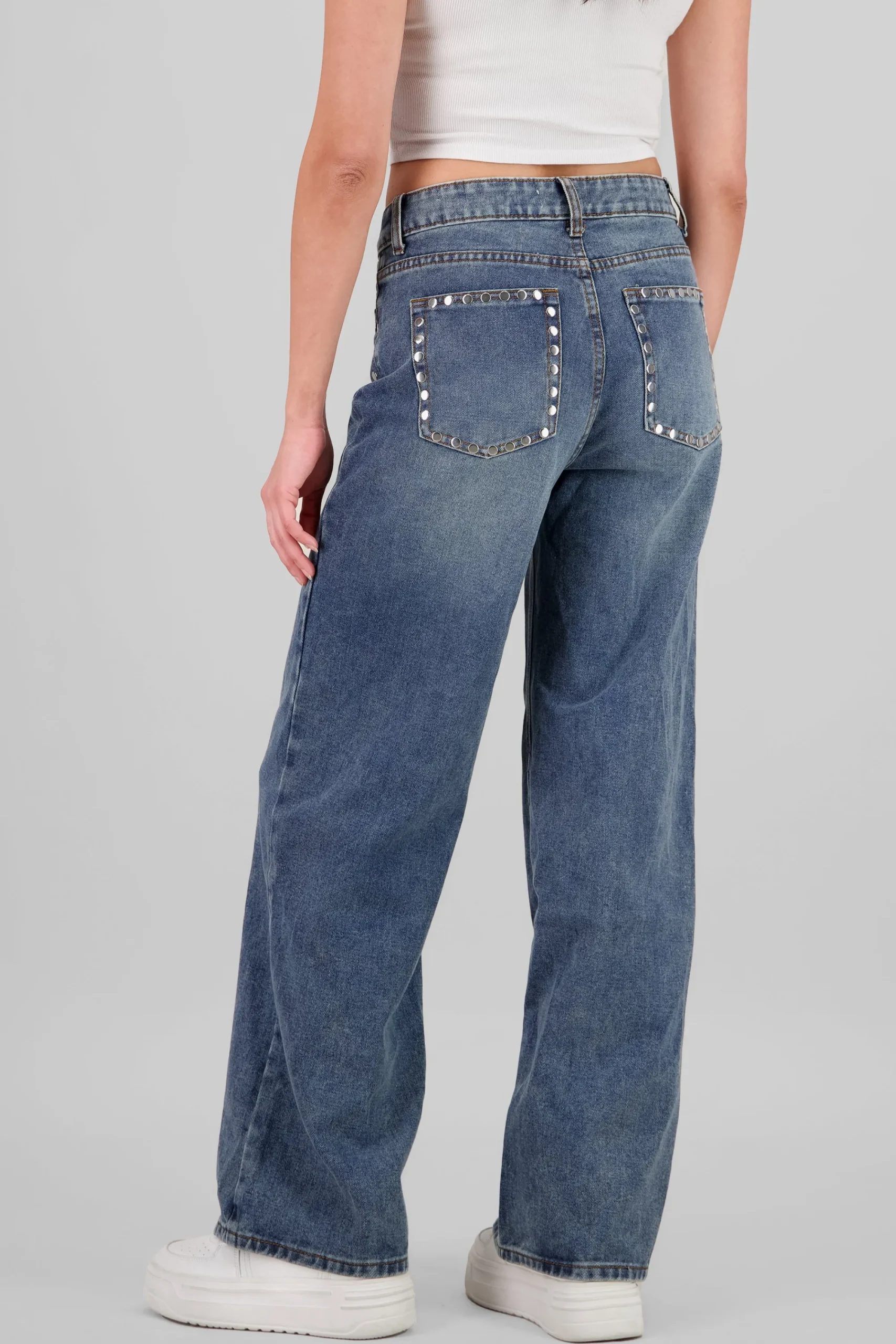 Shasa Wide Leg Jeans with Studs